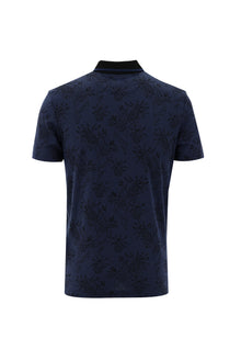 Orta Lacivert Polo Yaka Slim Fit Dar Kesim T-shirt-Abdullah Ki??l?