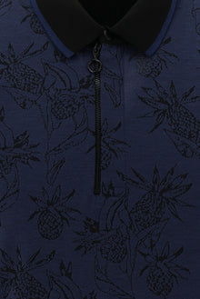Orta Lacivert Polo Yaka Slim Fit Dar Kesim T-shirt-Abdullah Ki??l?
