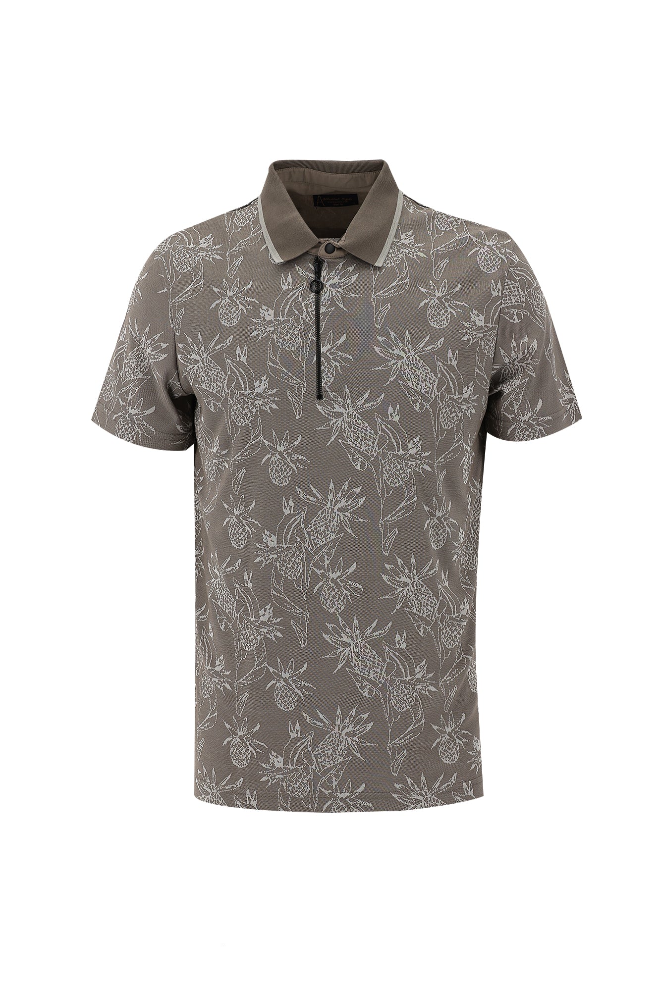 Orta Vizon Polo Yaka Slim Fit Dar Kesim Fermuarl? Bask?l? T-shirt-Abdullah Ki??l?
