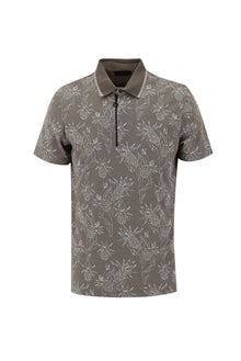 Orta Vizon Polo Yaka Slim Fit Dar Kesim Fermuarl? Bask?l? T-shirt-Abdullah Ki??l?