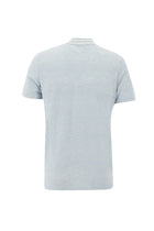 Uçuk Mavi Hakim Yaka Slim Fit Dar Kesim Fermuarlı Desenli T-shirt