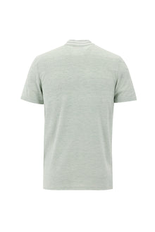 Su Yeşili Hakim Yaka Slim Fit Dar Kesim Fermuarlı Desenli Pamuklu T-shirt