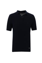 Orta Lacivert Polo Yaka Slim Fit Dar Kesim Desenli T-shirt