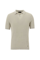 Açık Vizon Polo Yaka Slim Fit Dar Kesim Desenli T-shirt