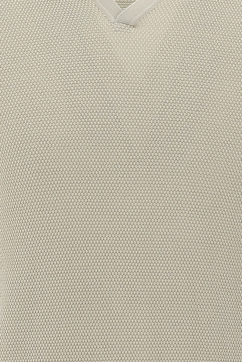 Açık Vizon Polo Yaka Slim Fit Dar Kesim Desenli T-shirt