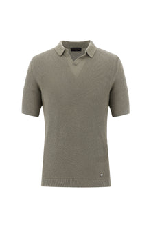 Orta Vizon Polo Yaka Slim Fit Dar Kesim Desenli T-shirt