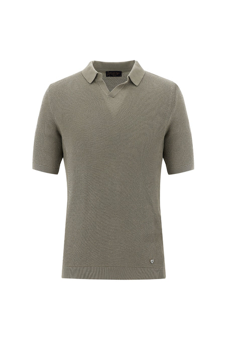 Orta Vizon Polo Yaka Slim Fit Dar Kesim Desenli T-shirt