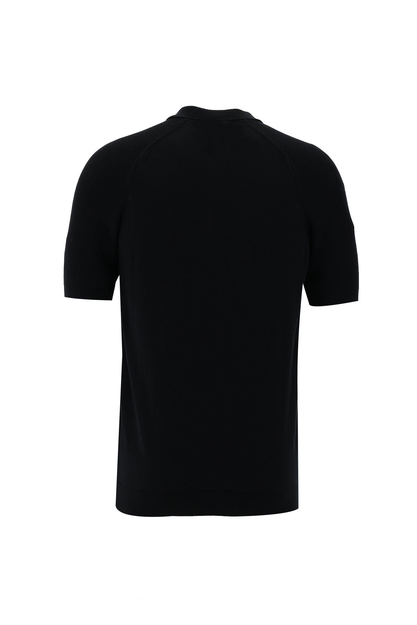 Siyah Polo Yaka Slim Fit Dar Kesim Fermuarlı T-shirt