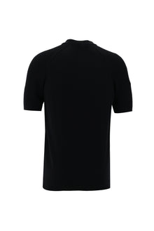 Siyah Polo Yaka Slim Fit Dar Kesim Fermuarlı T-shirt