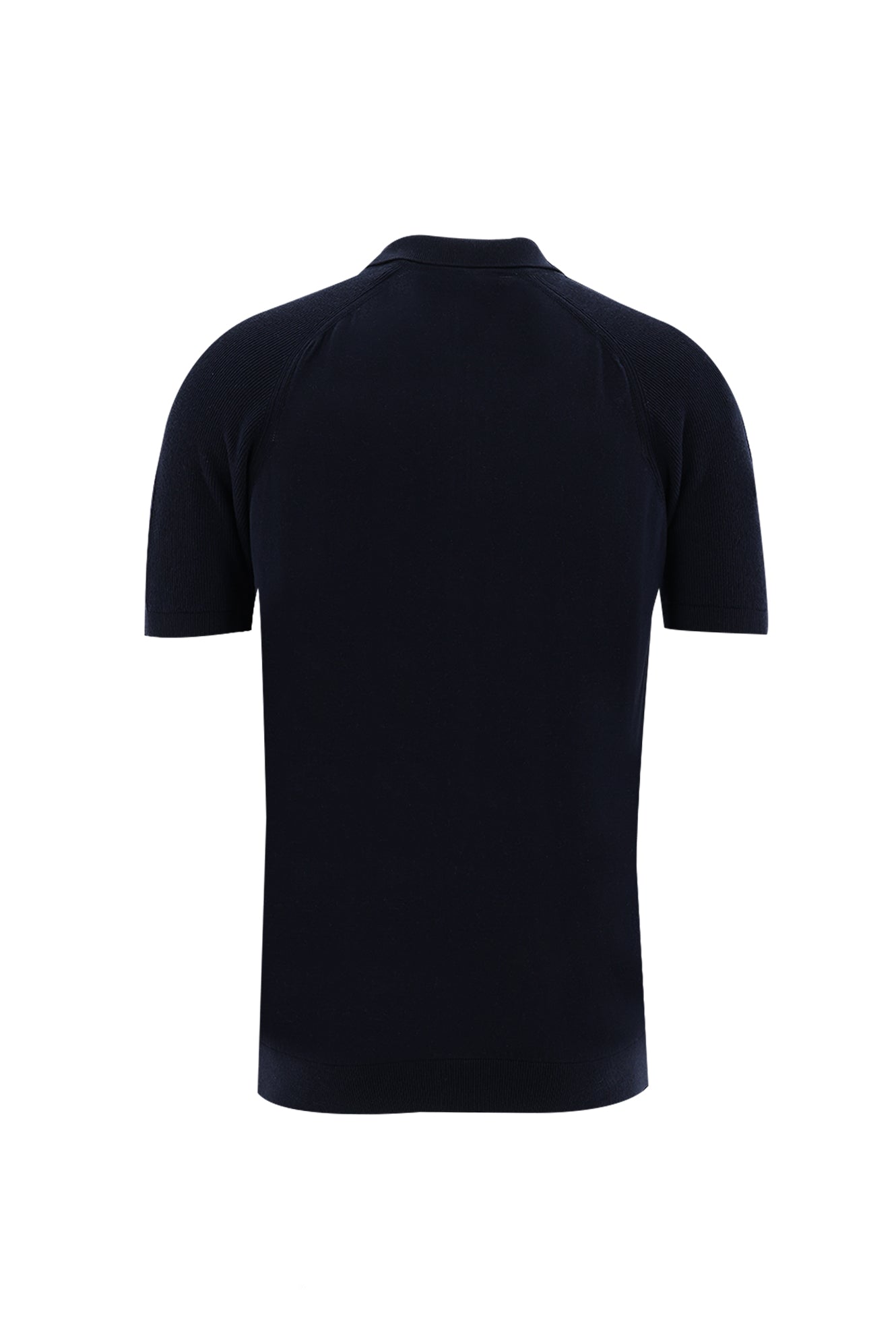 Orta Lacivert Polo Yaka Slim Fit Dar Kesim Fermuarlı Desenli T-shirt