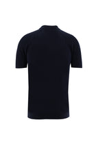Orta Lacivert Polo Yaka Slim Fit Dar Kesim Fermuarlı Desenli T-shirt