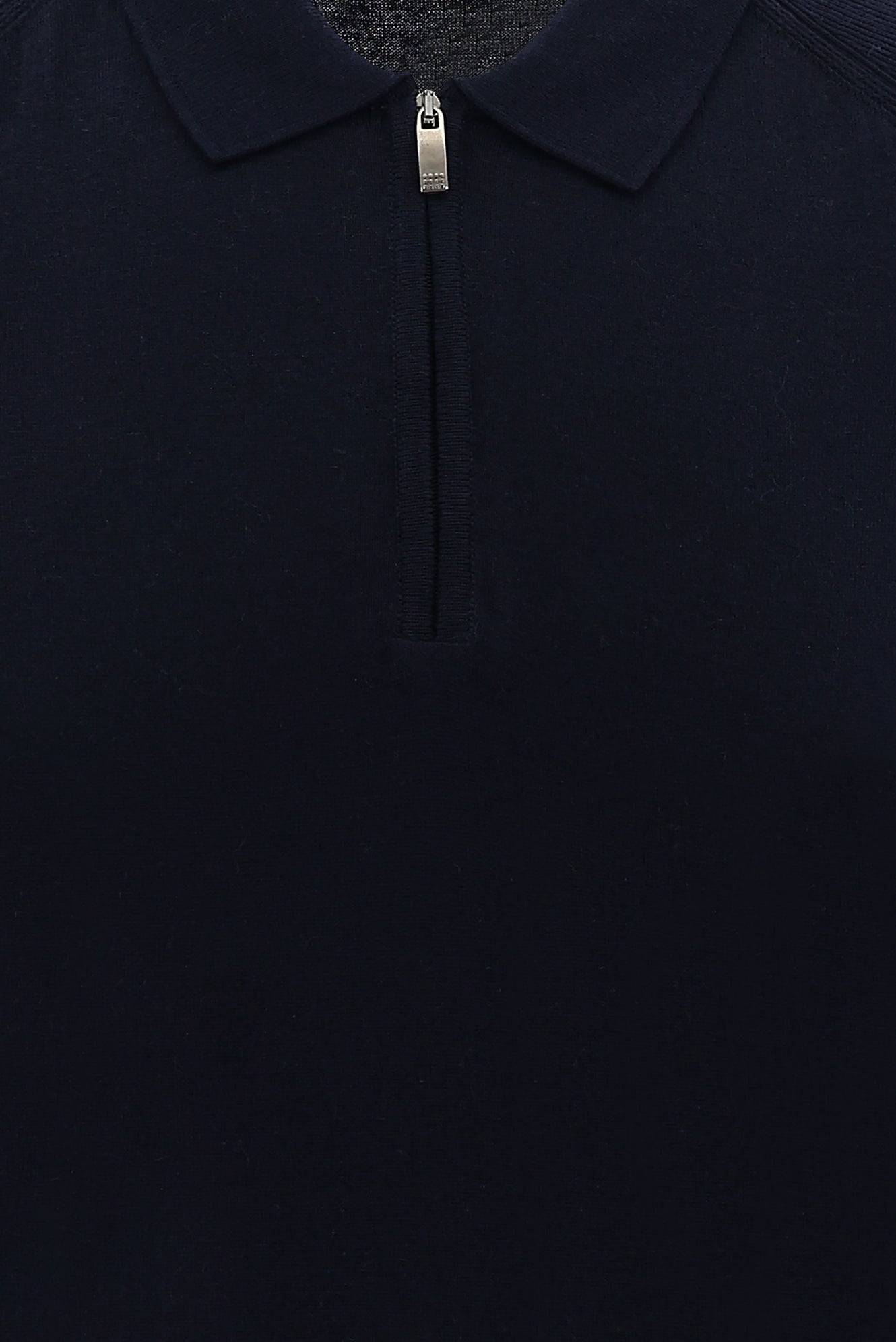 Orta Lacivert Polo Yaka Slim Fit Dar Kesim Fermuarlı Desenli T-shirt