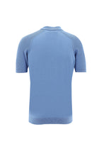 Havacı Mavi Polo Yaka Slim Fit Dar Kesim Fermuarlı Desenli T-shirt