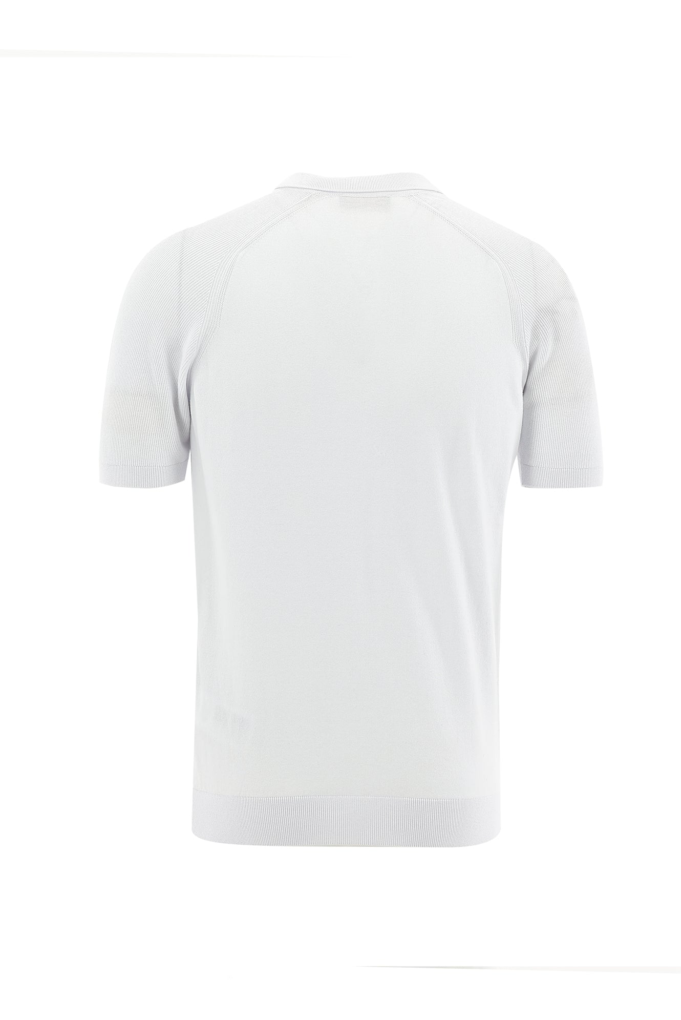 Beyaz Polo Yaka Slim Fit Dar Kesim Fermuarlı Desenli T-shirt