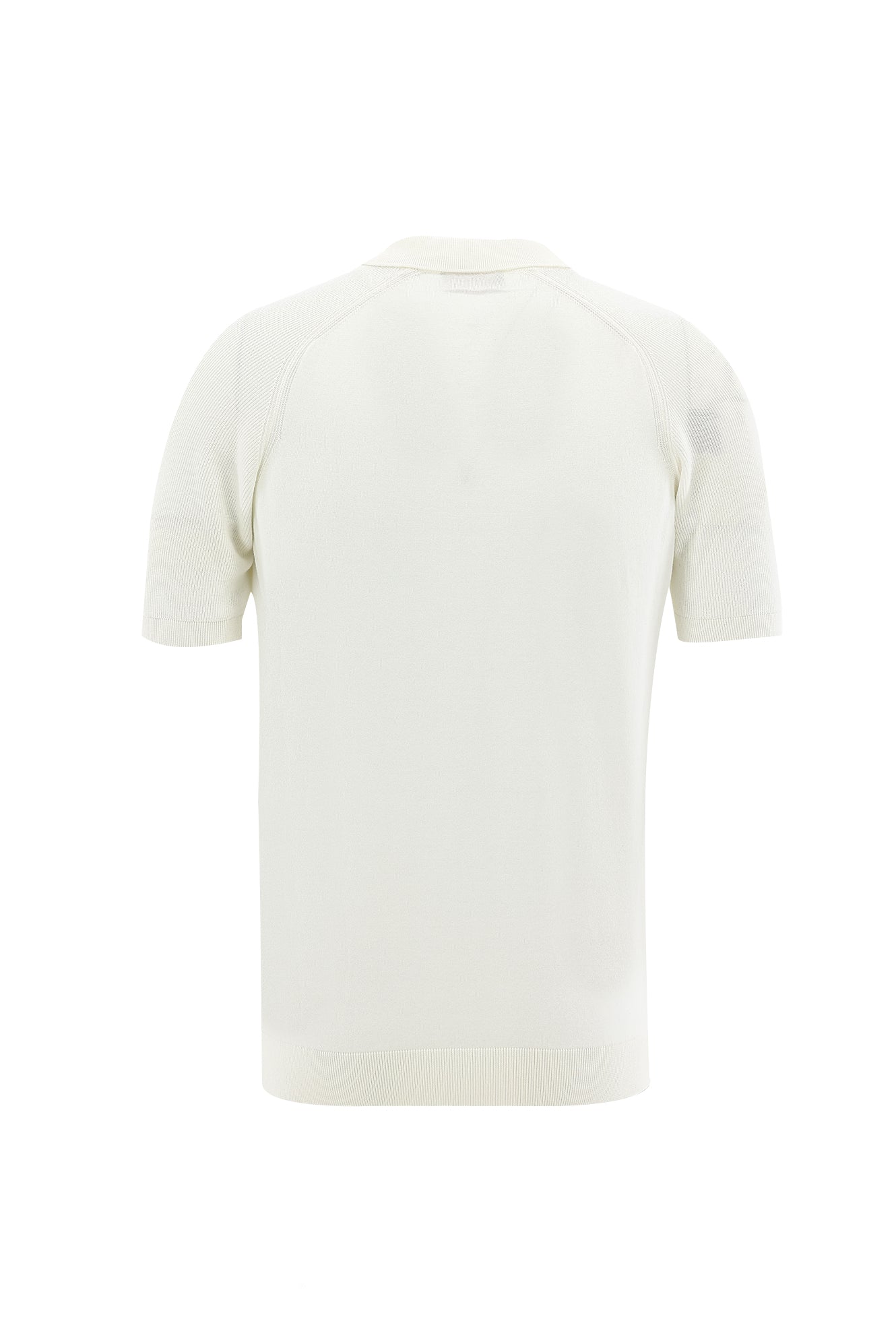 Ekru Polo Yaka Slim Fit Dar Kesim Fermuarlı Desenli T-shirt
