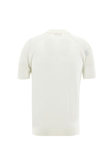 Ekru Polo Yaka Slim Fit Dar Kesim Fermuarlı Desenli T-shirt