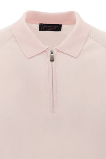 Toz Pembe Polo Yaka Slim Fit Dar Kesim Fermuarl? T-shirt-Abdullah Ki??l?