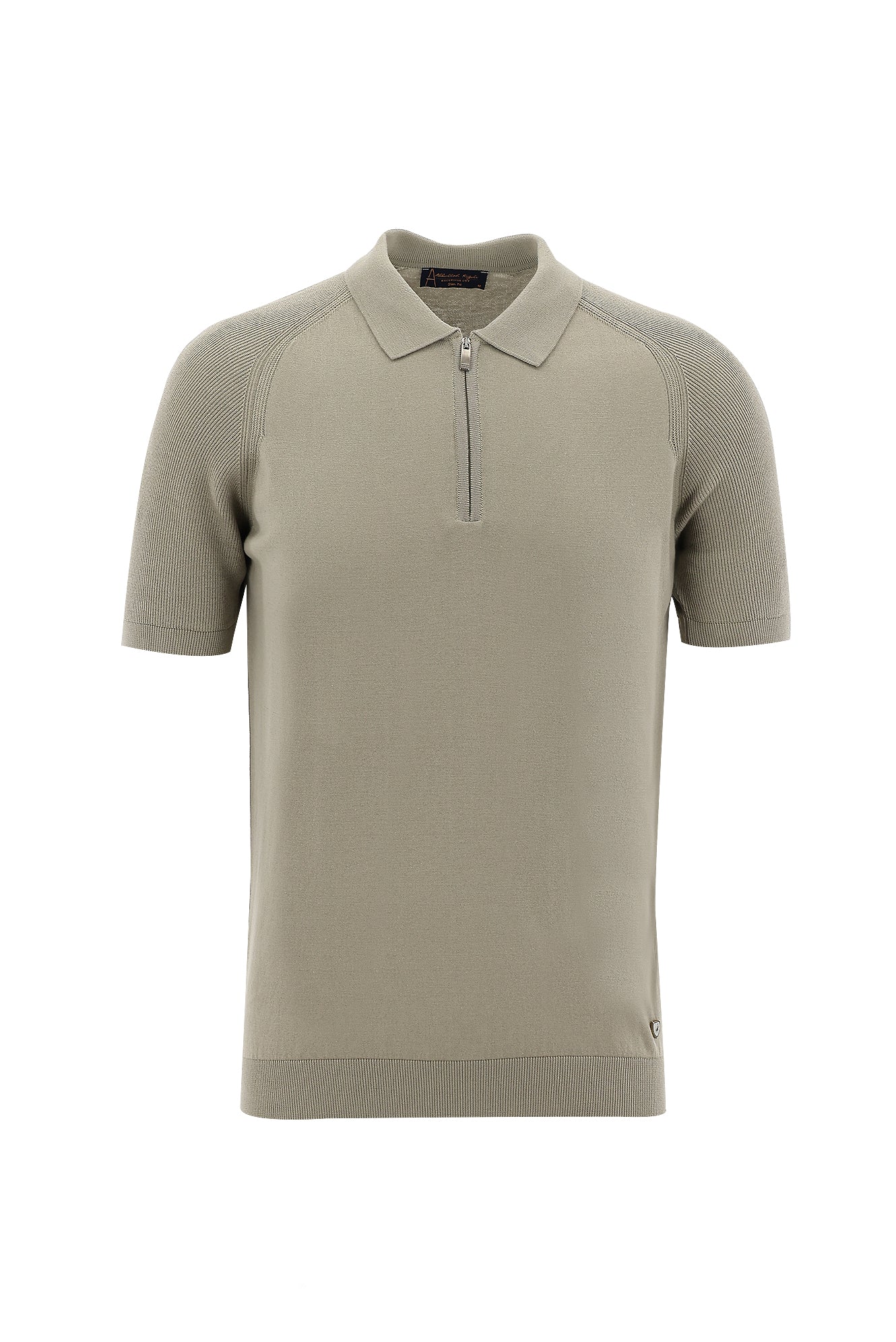 Orta Vizon Polo Yaka Slim Fit Dar Kesim Fermuarlı Desenli T-shirt