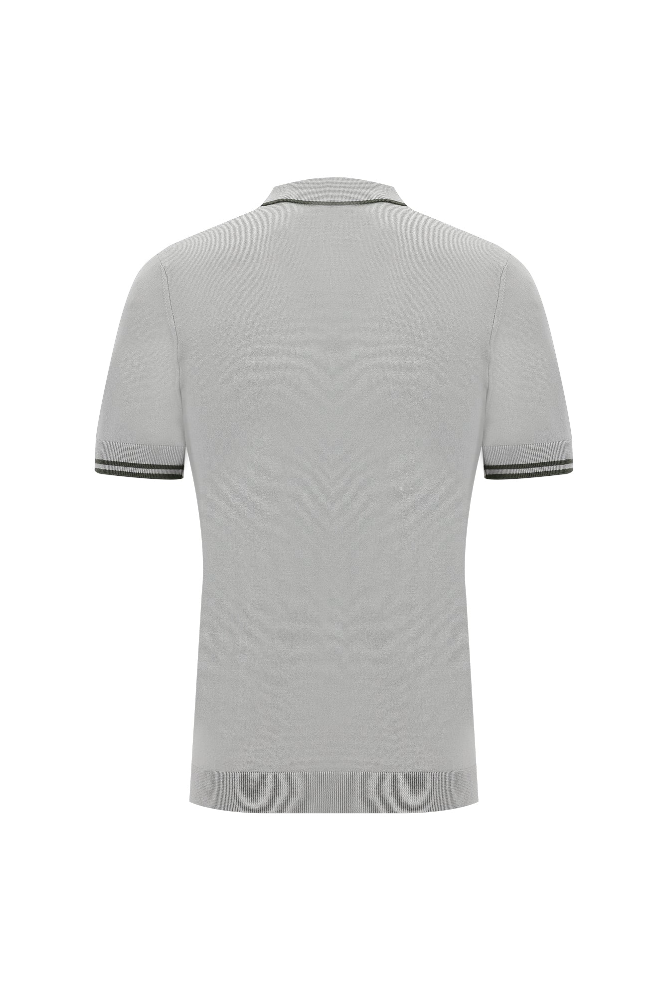 Orta Gri Polo Yaka Slim Fit Dar Kesim T-shirt