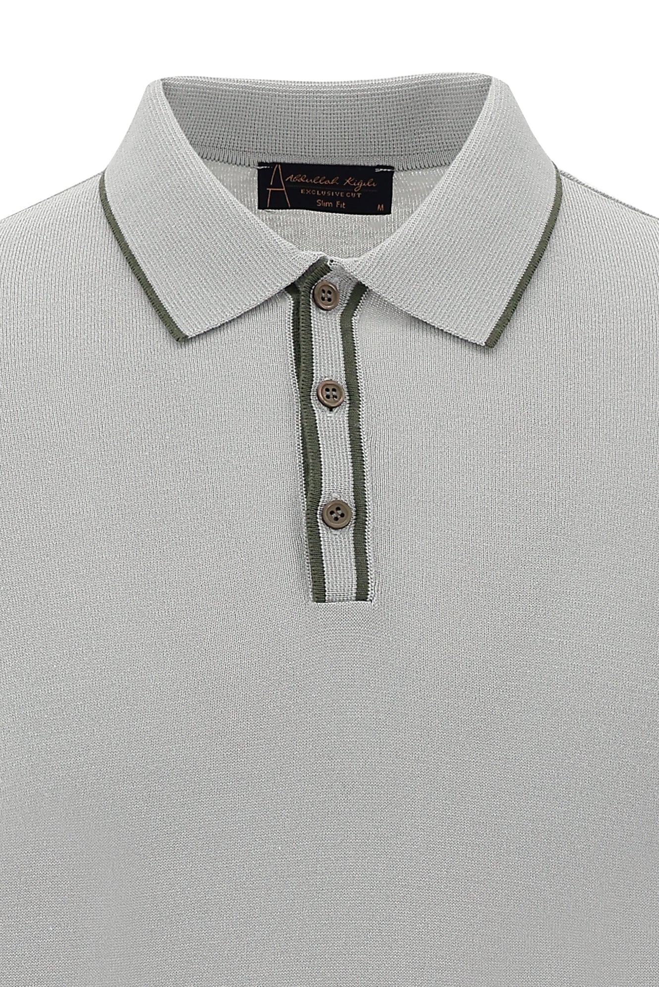 Orta Gri Polo Yaka Slim Fit Dar Kesim T-shirt