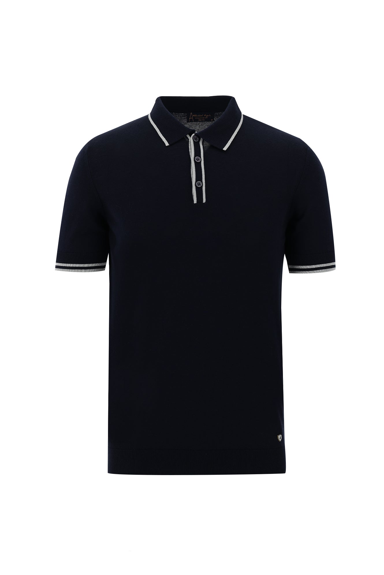 Orta Lacivert Polo Yaka Slim Fit Dar Kesim T-shirt
