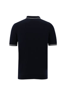 Orta Lacivert Polo Yaka Slim Fit Dar Kesim T-shirt