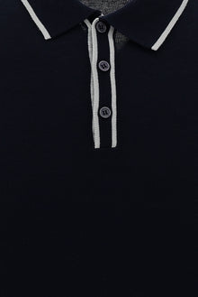 Orta Lacivert Polo Yaka Slim Fit Dar Kesim T-shirt