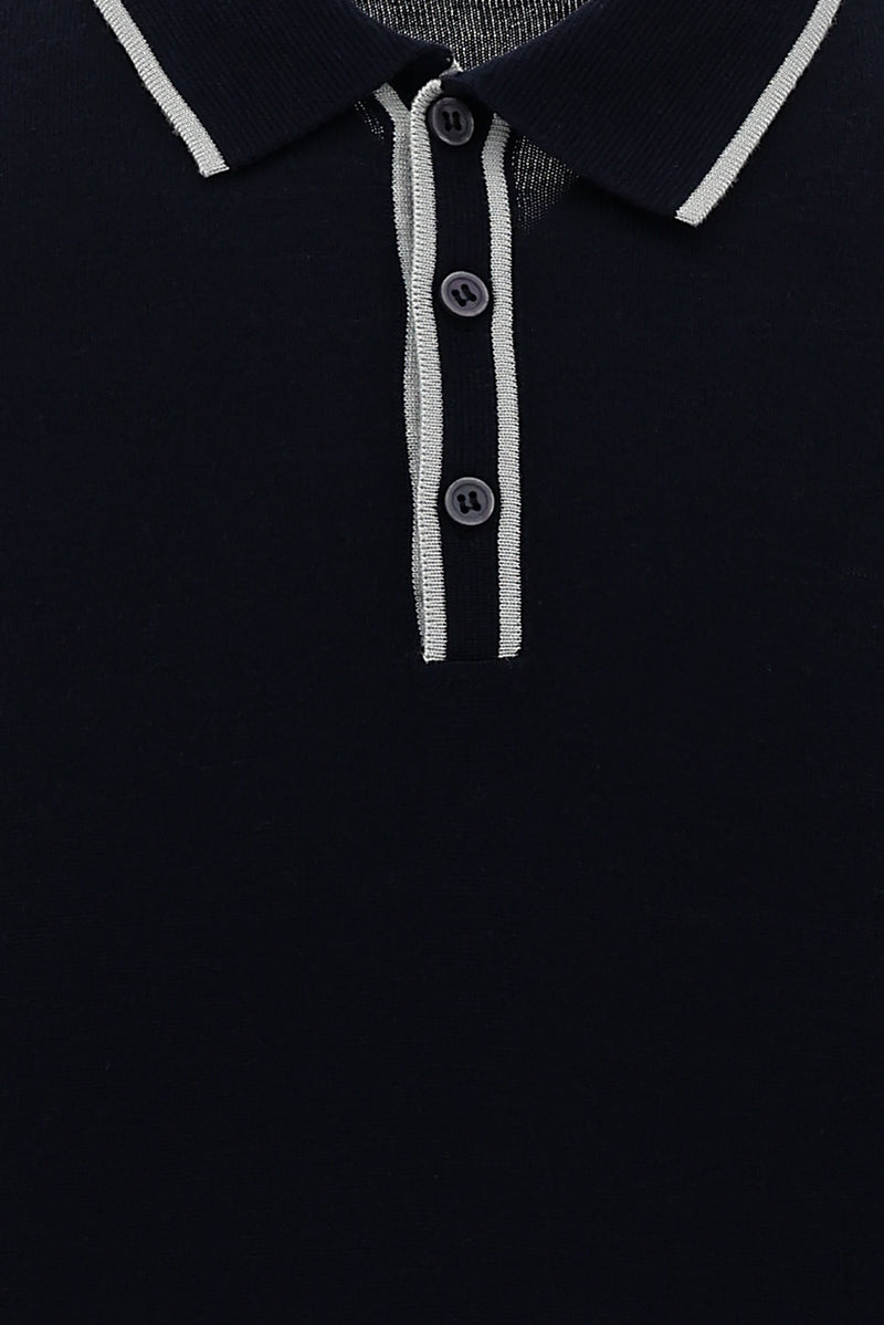 Orta Lacivert Polo Yaka Slim Fit Dar Kesim T-shirt