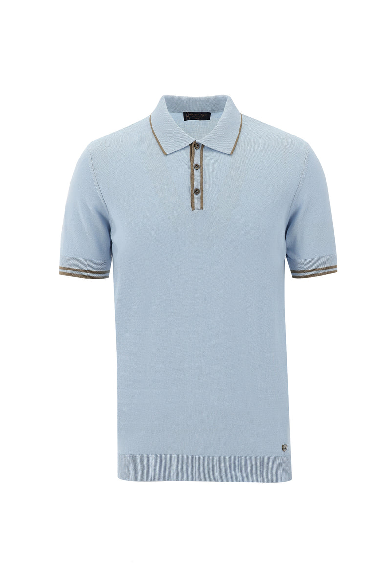 Uçuk Mavi Polo Yaka Slim Fit Dar Kesim T-shirt
