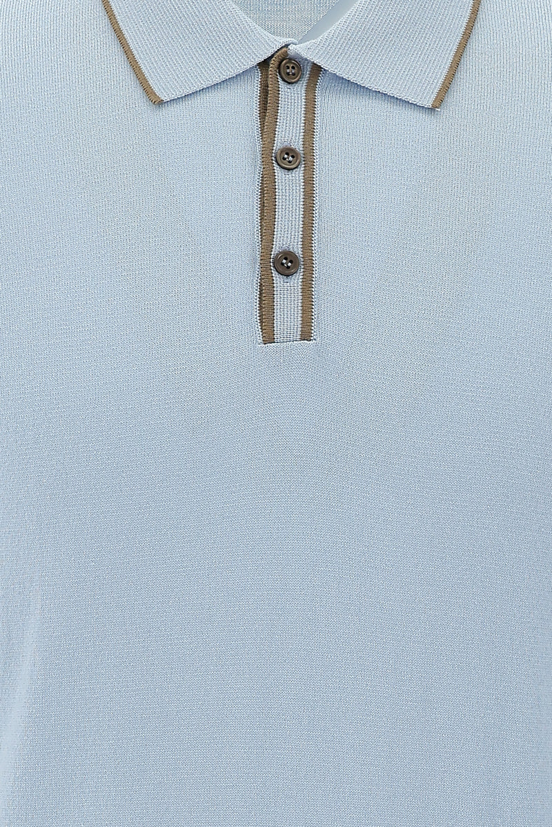 Uçuk Mavi Polo Yaka Slim Fit Dar Kesim T-shirt