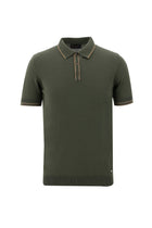 Orta Haki Polo Yaka Slim Fit Dar Kesim T-shirt