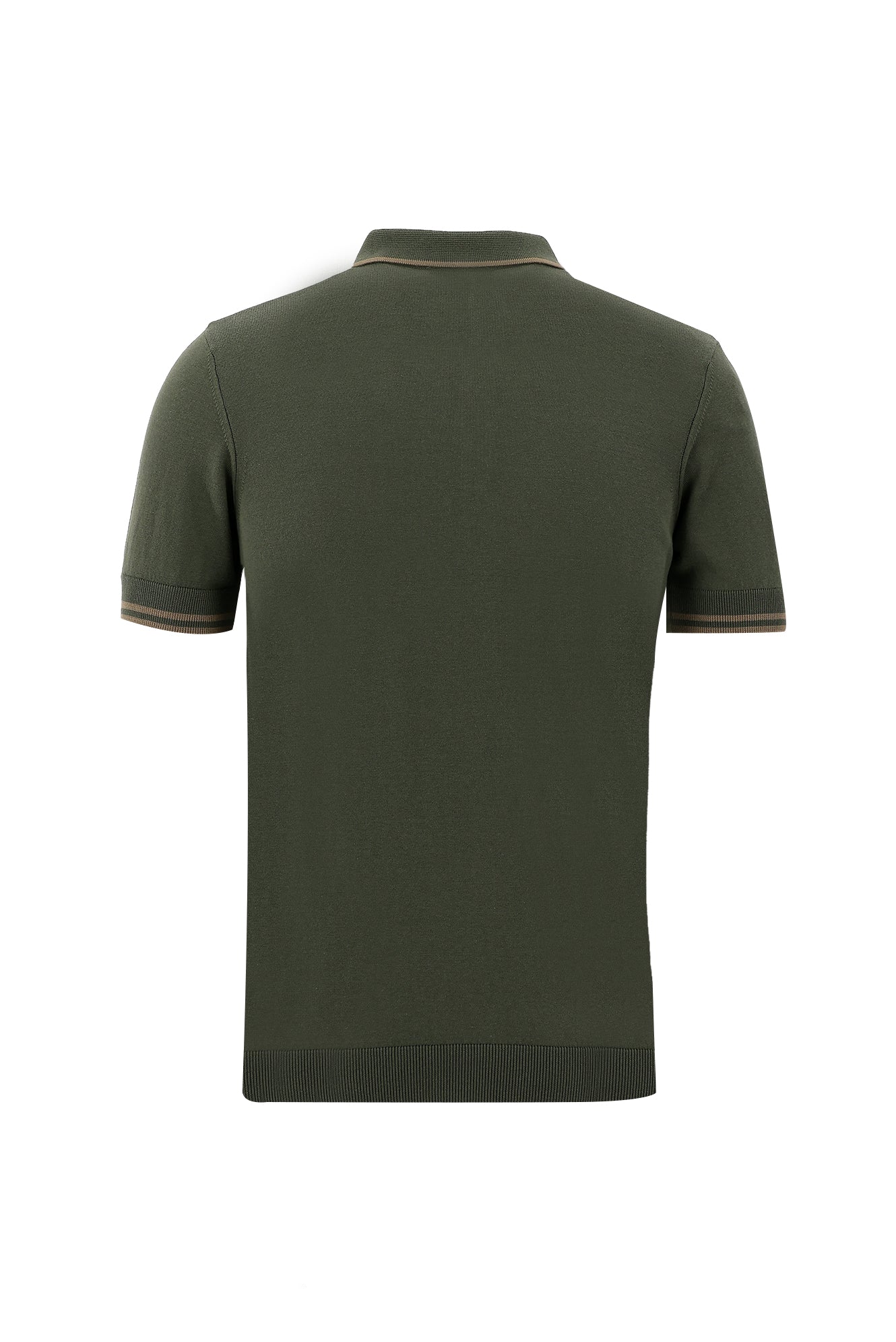 Orta Haki Polo Yaka Slim Fit Dar Kesim T-shirt