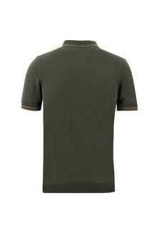 Orta Haki Polo Yaka Slim Fit Dar Kesim T-shirt