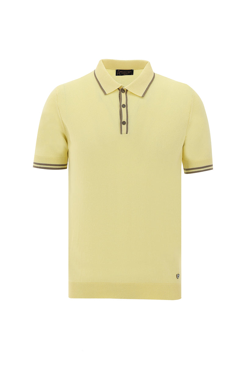 Açık Sarı Polo Yaka Slim Fit Dar Kesim T-shirt