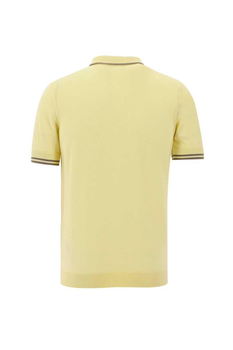 Açık Sarı Polo Yaka Slim Fit Dar Kesim T-shirt