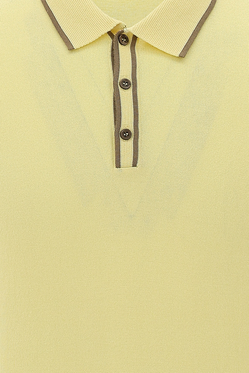 Açık Sarı Polo Yaka Slim Fit Dar Kesim T-shirt