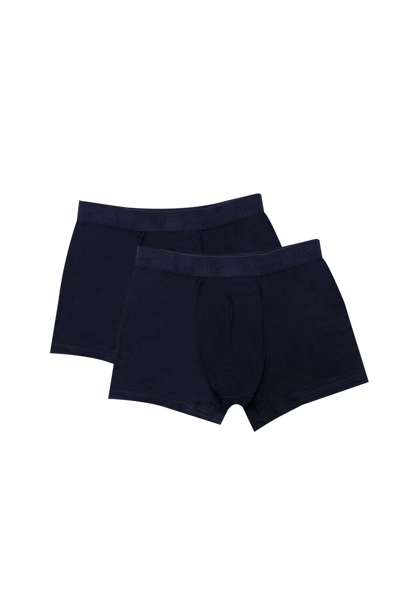 Orta Lacivert 2'li Bambu Boxer Seti