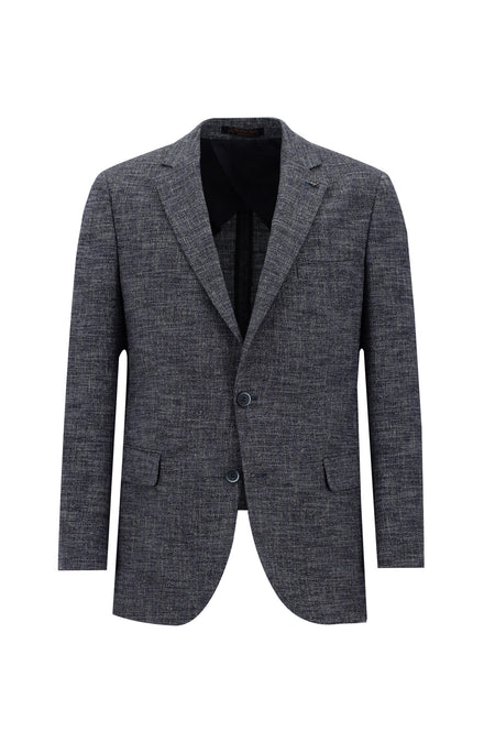 Orta Lacivert 7 Drop Slim Fit Dar Kesim Klasik Ceket-Abdullah Ki??l?