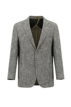 Koyu Vizon Relaxed Fit Rahat Kesim İtalyan Desenli Ceket