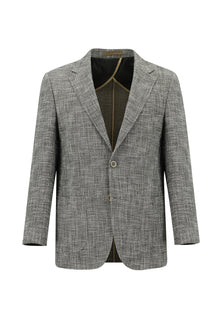 Koyu Vizon Relaxed Fit Rahat Kesim İtalyan Desenli Ceket