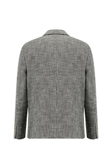 Koyu Vizon Relaxed Fit Rahat Kesim İtalyan Desenli Ceket