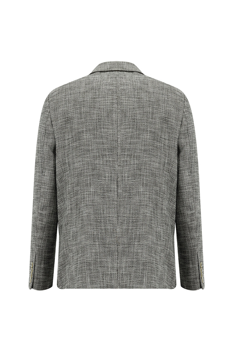 Koyu Vizon Relaxed Fit Rahat Kesim İtalyan Desenli Ceket