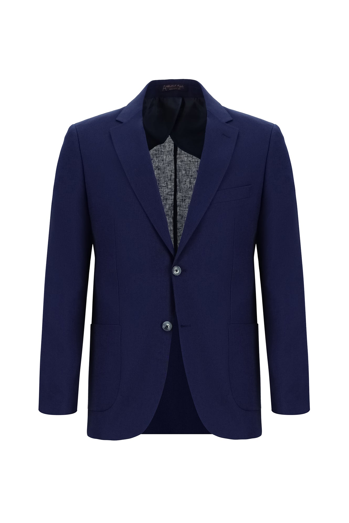 Koyu Lacivert Slim Fit Dar Kesim Keten Karışımlı Ceket