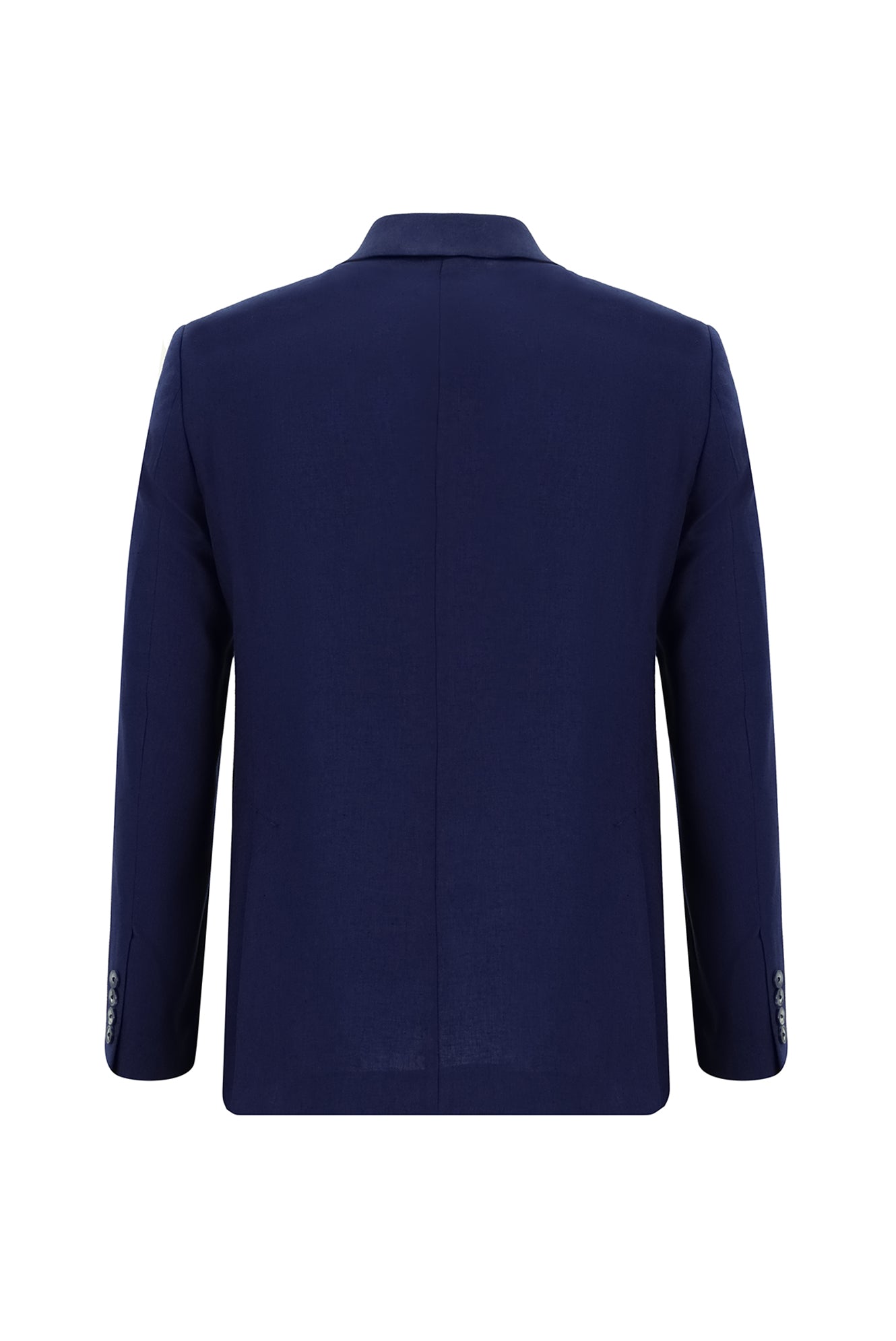 Koyu Lacivert Slim Fit Dar Kesim Keten Karışımlı Ceket