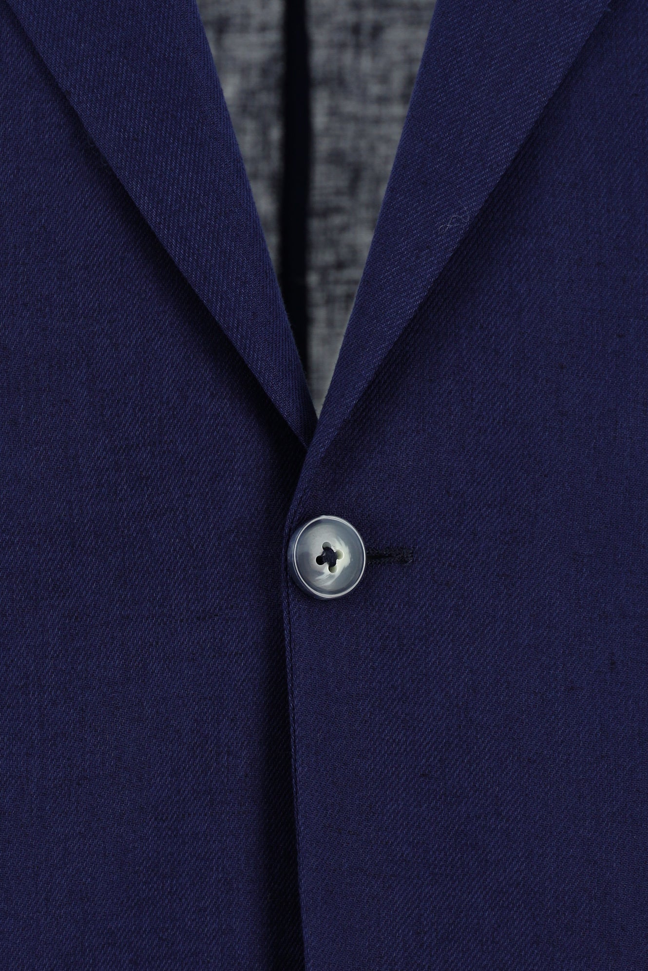 Koyu Lacivert Slim Fit Dar Kesim Keten Karışımlı Ceket