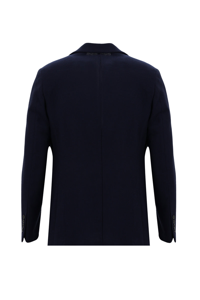 Koyu Lacivert Regular Fit Örme Yün Ceket