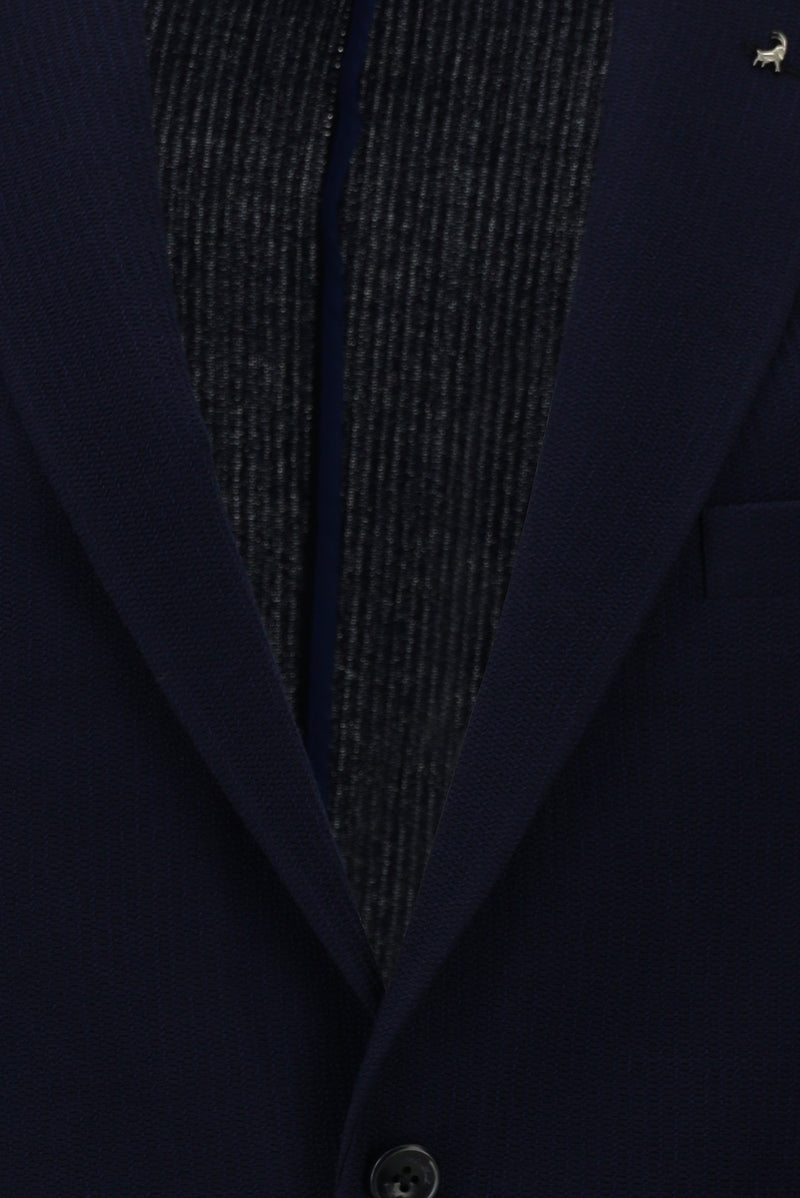 Koyu Lacivert Regular Fit Örme Yün Ceket