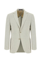 Orta Bej 7 Drop Slim Fit Dar Kesim Desenli Keten Ceket-Abdullah Ki??l?