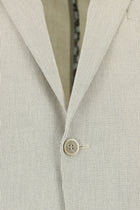 Orta Bej 7 Drop Slim Fit Dar Kesim Desenli Keten Ceket-Abdullah Ki??l?