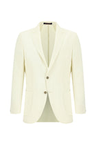 Beyaz Regular Fit Yünlü Desenli Ceket